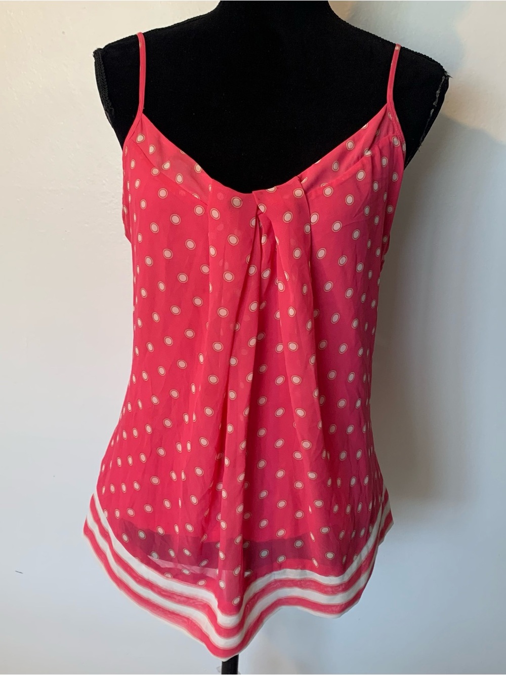 New York & Company Pink Polka Dot Spaghetti Strap Camisole